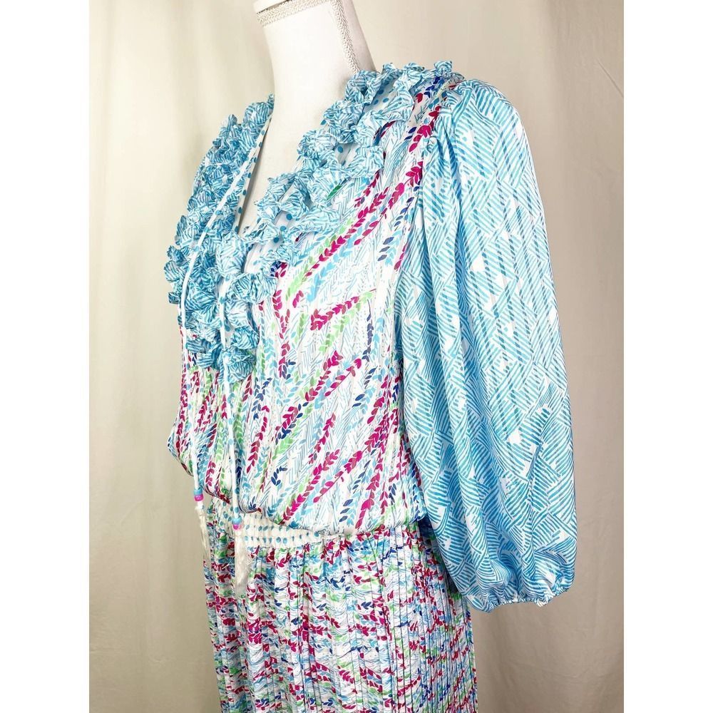 Vintage NWOT Diane Freis Multi Color 1980's Floral Boho One Size Dress - Picture 5 of 12